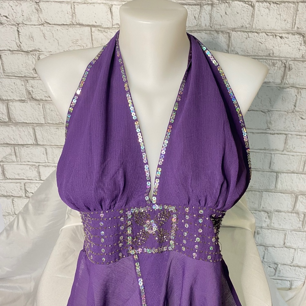 Purple Sheer Sleeveless Glitter too Size Large